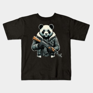 Don't mess with a panda with a Kalashnikov! Kids T-Shirt